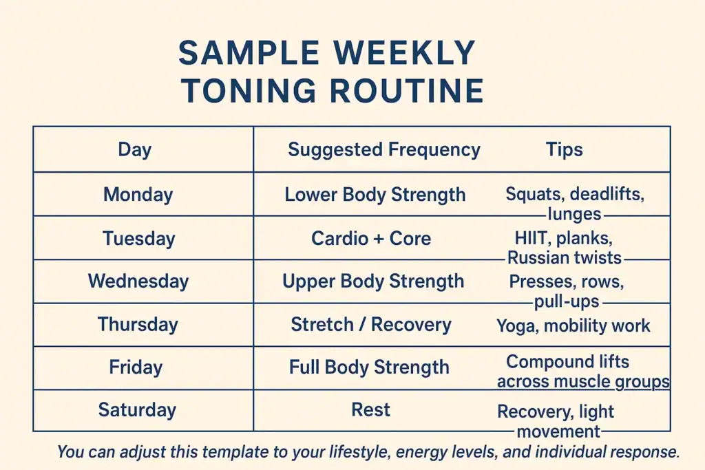 Achieving the Perfect Tone: How Often Should You Exercise for Results? 4 Weekly exercise Ascot plan graphic