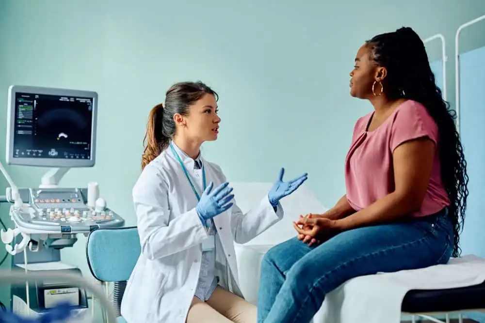 Woman have consultation about vaginal laxity Ascot